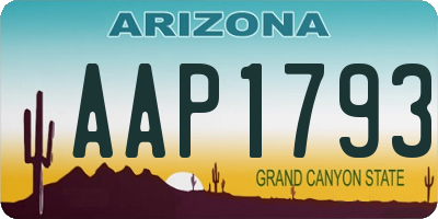 AZ license plate AAP1793