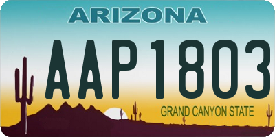 AZ license plate AAP1803