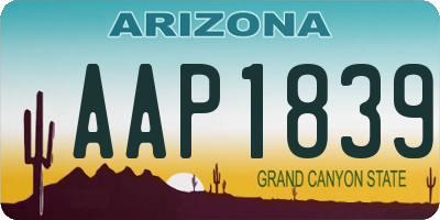 AZ license plate AAP1839