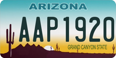 AZ license plate AAP1920