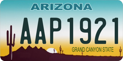 AZ license plate AAP1921