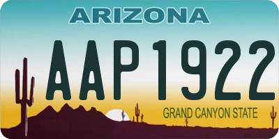 AZ license plate AAP1922