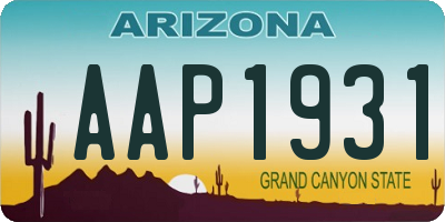 AZ license plate AAP1931