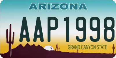 AZ license plate AAP1998