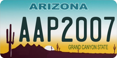 AZ license plate AAP2007
