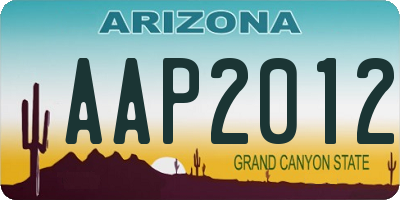 AZ license plate AAP2012