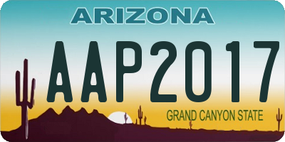 AZ license plate AAP2017