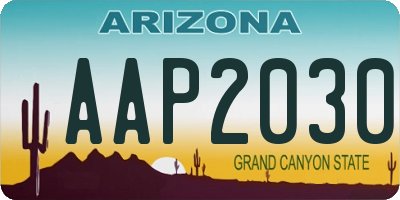 AZ license plate AAP2030