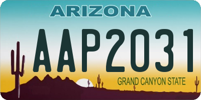 AZ license plate AAP2031