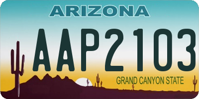 AZ license plate AAP2103