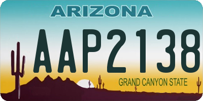 AZ license plate AAP2138