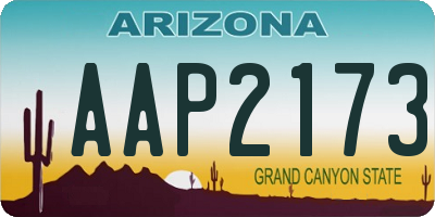 AZ license plate AAP2173