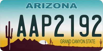 AZ license plate AAP2192