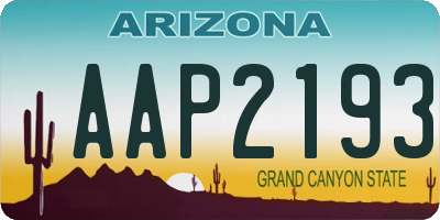 AZ license plate AAP2193