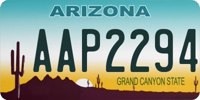 AZ license plate AAP2294