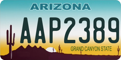 AZ license plate AAP2389