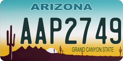 AZ license plate AAP2749