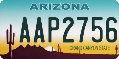 AZ license plate AAP2756