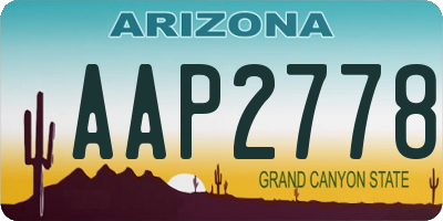 AZ license plate AAP2778