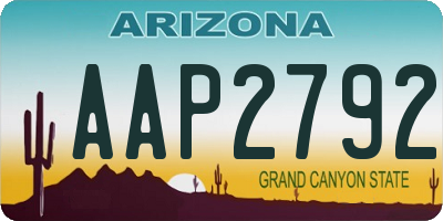 AZ license plate AAP2792