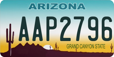 AZ license plate AAP2796