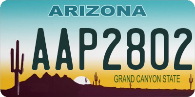 AZ license plate AAP2802