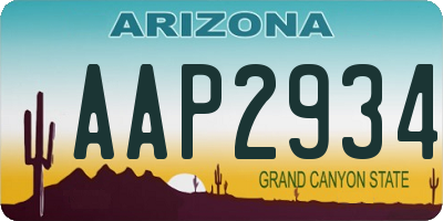 AZ license plate AAP2934