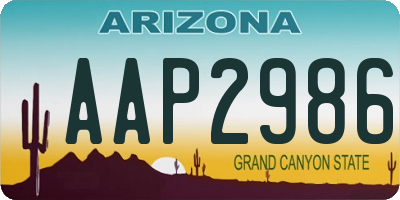 AZ license plate AAP2986