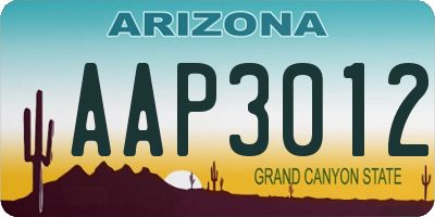 AZ license plate AAP3012