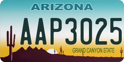 AZ license plate AAP3025