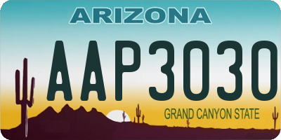 AZ license plate AAP3030