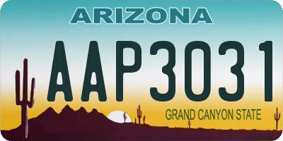 AZ license plate AAP3031