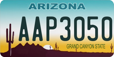 AZ license plate AAP3050