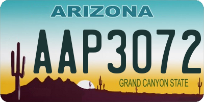 AZ license plate AAP3072