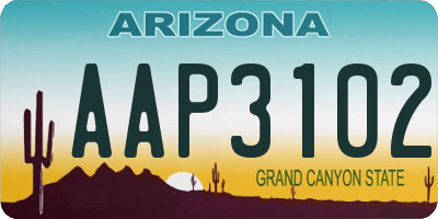 AZ license plate AAP3102