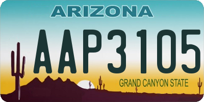 AZ license plate AAP3105