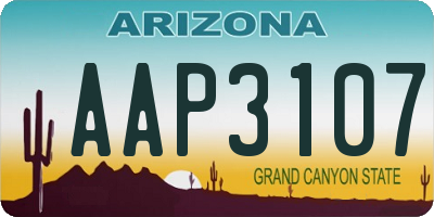 AZ license plate AAP3107