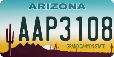 AZ license plate AAP3108