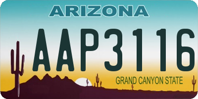 AZ license plate AAP3116