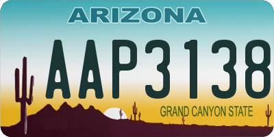 AZ license plate AAP3138