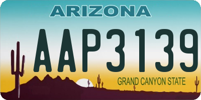 AZ license plate AAP3139