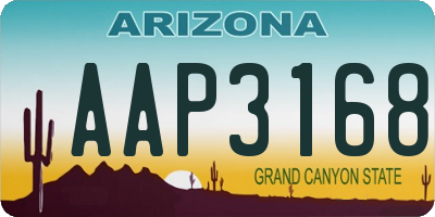 AZ license plate AAP3168