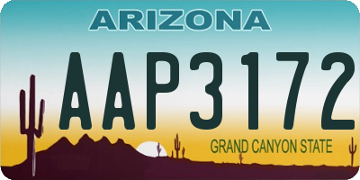 AZ license plate AAP3172