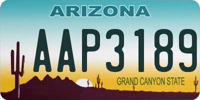 AZ license plate AAP3189