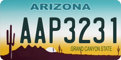 AZ license plate AAP3231