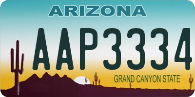 AZ license plate AAP3334