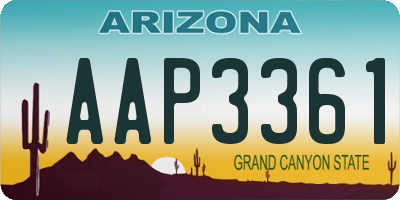 AZ license plate AAP3361