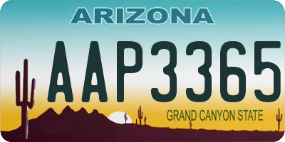 AZ license plate AAP3365