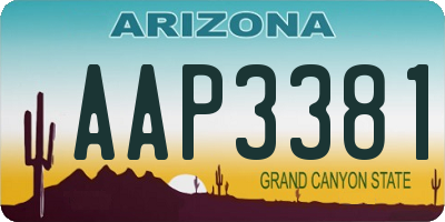 AZ license plate AAP3381