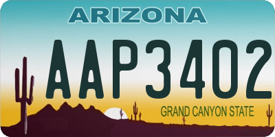 AZ license plate AAP3402